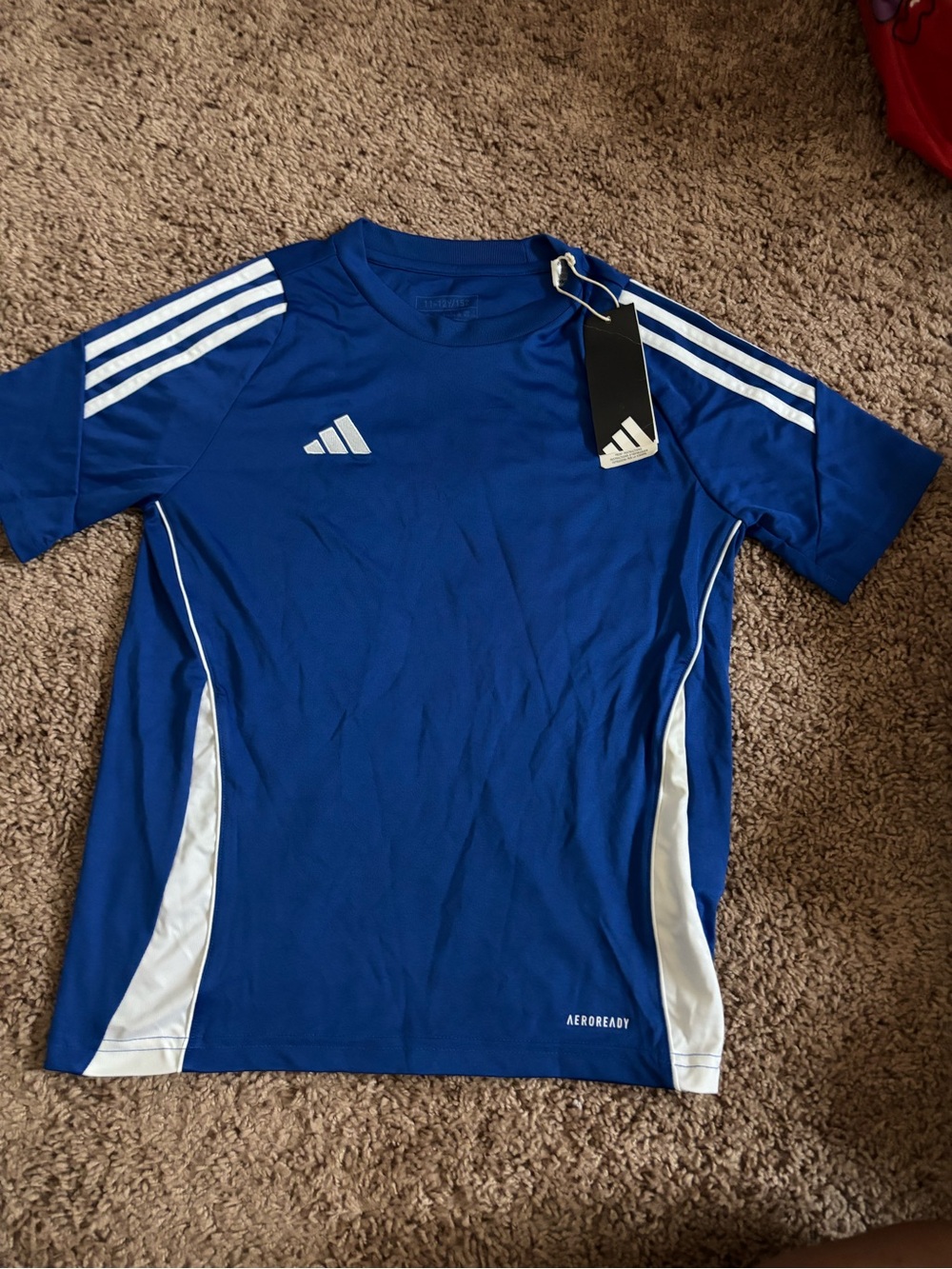adidas Blue Athletic AEROREADY Short Sleeve Jersey with White Accents